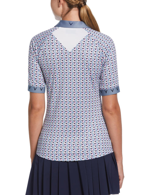 Womens Chevron Geo With Cuffs Polo (Flint Stone) 