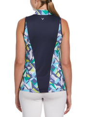 Colliding Chevron Geo Print Golf Shirt (Peacoat) 