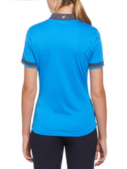 Color Block Mandarin Collar Golf Polo (Blue Sea Star) 