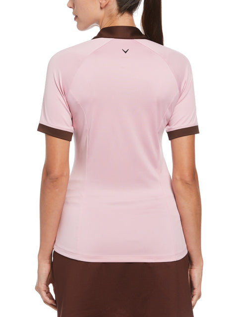 Womens V-Placket Colourblock Polo Top-Polos-Callaway