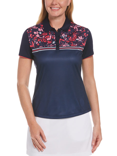 Womens Floral Print Polo-Polos-Callaway