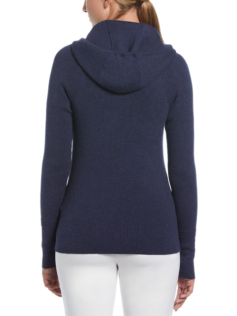 Womens Full-Zip Texture Hoodie Sweater-Sweaters-Callaway