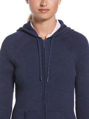 Womens Full-Zip Texture Hoodie Sweater-Sweaters-Callaway