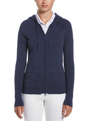 Womens Full-Zip Texture Hoodie Sweater-Sweaters-Callaway