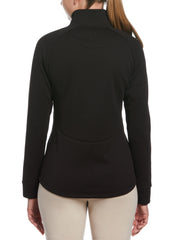 Women's Hexagon Heather Fleece Long Sleeve Golf Jacket (Caviar) 