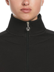 Women's Hexagon Heather Fleece Long Sleeve Golf Jacket (Caviar) 