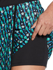 Hummingbird Print Wrap Golf Skort (Caviar/Ibiza Bl) 