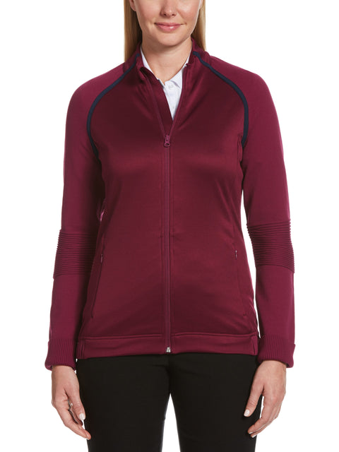 Womens Midweight Mixed Media Full Zip Sweater-Jackets-Callaway