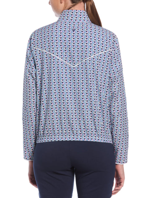 Womens Perforated Woven Cropped 1/4 Zip-Jackets-Callaway