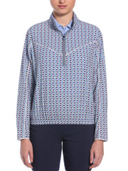 Womens Perforated Woven Cropped 1/4 Zip-Jackets-Callaway