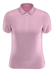 Quarter Zip Short Sleeve Heather Golf Polo Shirt (Sunset Pink Htr) 