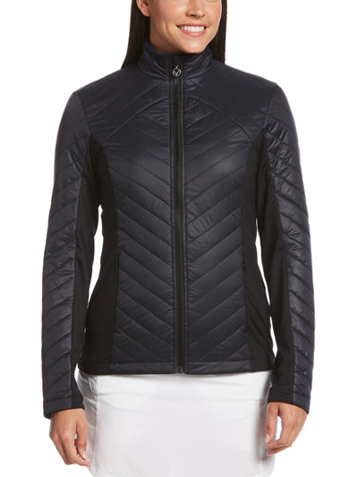 Womens Quilted Mixed Media Jacket-Jackets-Callaway