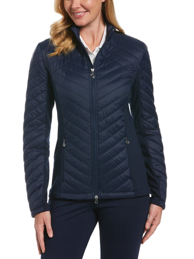 Womens Quilted Mixed Media Jacket-Jackets-Callaway