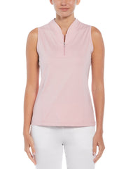 Womens Tonal Heather Quarter Zip Sleeveless Polo-Polos-Callaway