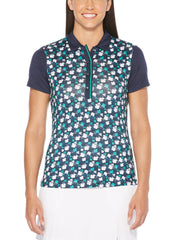 Womens Ventilated Mini Floral Print Polo-Polos-Callaway