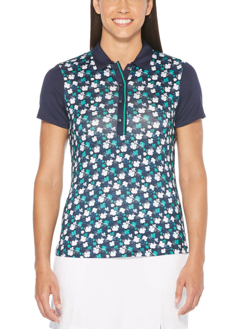 Womens Ventilated Mini Floral Print Polo-Polos-Callaway