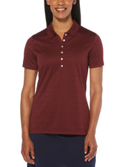 Short Sleeve All Over Tee Time Print Polo (Zinfandel) 