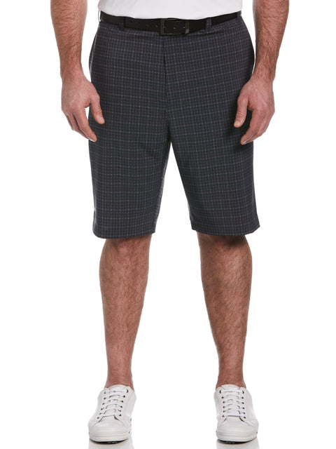 Big & Tall 4-Way Stretch Plaid Short (Caviar) 