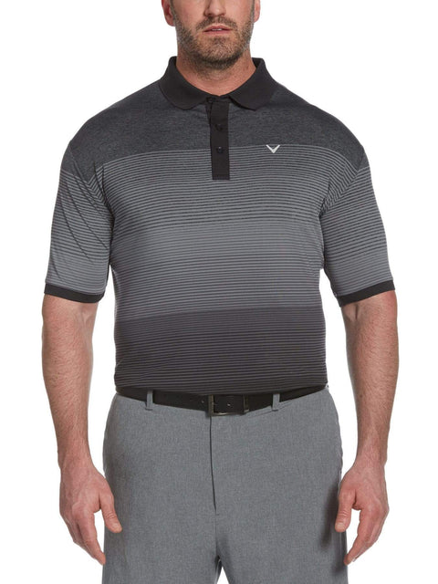 Big & Tall Cooling Engineered Space Dye Stripe Polo with Chevron-Polos-Caviar-2XLT-Callaway Apparel