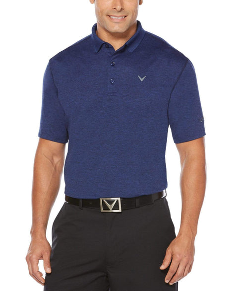 Big & Tall Cooling Heathered Polo With Chevron Polos Blueprint Heather / 1X