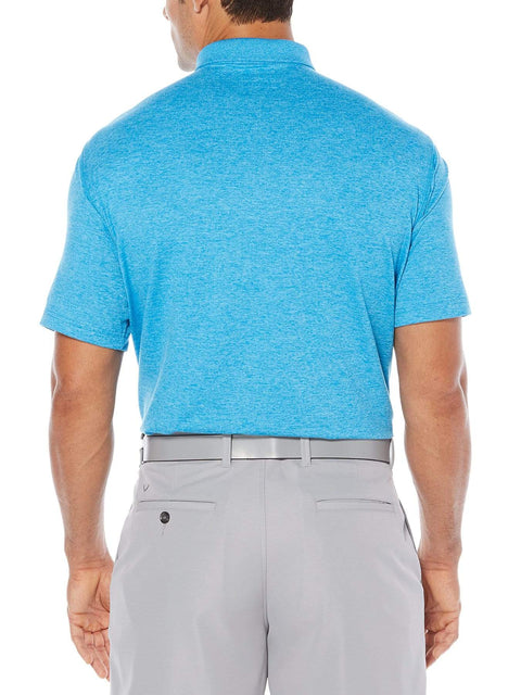 BIG & TALL COOLING HEATHERED POLO WITH CHEVRON-Polos-Callaway Apparel