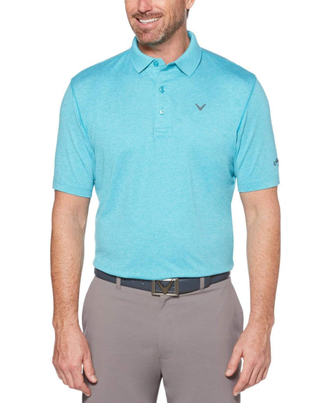 Big & Tall Cooling Heathered Polo With Chevron Polos Scuba Blue Heather / 1X