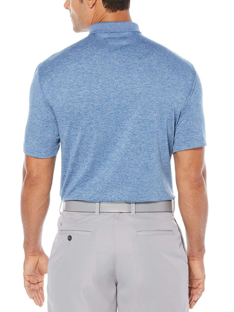 BIG & TALL COOLING HEATHERED POLO WITH CHEVRON-Polos-Callaway Apparel