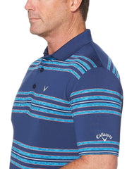 Big & Tall Cooling Regimental Space Dye Stripe Polo with Chevron-Polos-Callaway Apparel