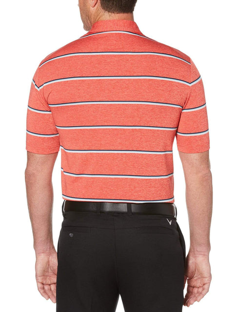 BIG & TALL COOLING ROADMAP STRIPE POLO WITH CHEVRON-Polos-Bittersweet Heather-1X-Callaway Apparel