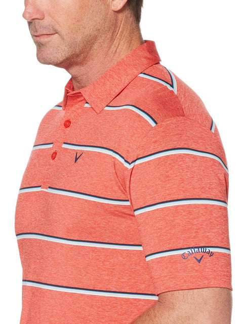 BIG & TALL COOLING ROADMAP STRIPE POLO WITH CHEVRON-Polos-Bittersweet Heather-1X-Callaway Apparel