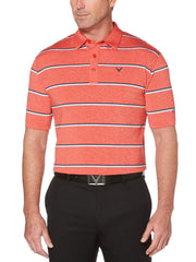 BIG & TALL COOLING ROADMAP STRIPE POLO WITH CHEVRON-Polos-Bittersweet Heather-1X-Callaway Apparel