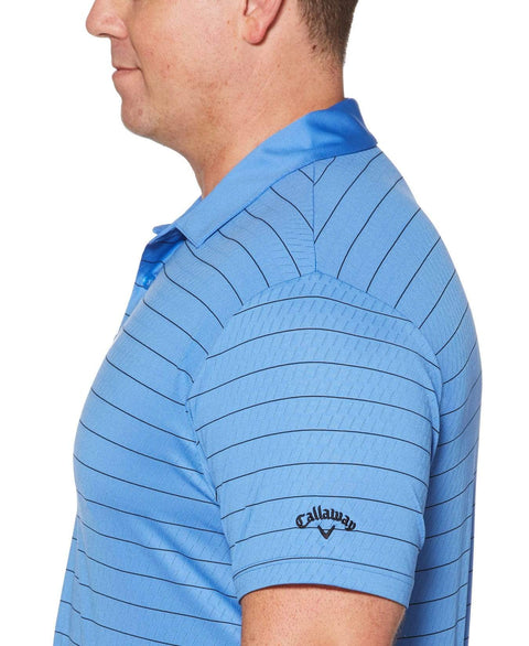 Big& Tall Core Ventilated Stripe Polo with Chevron Polos Marina / 1X