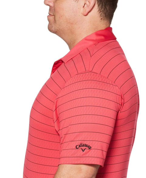 Big& Tall Core Ventilated Stripe Polo with Chevron Polos Raspberry / 1X