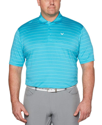 Big& Tall Core Ventilated Stripe Polo with Chevron Polos Scuba Blue / LT