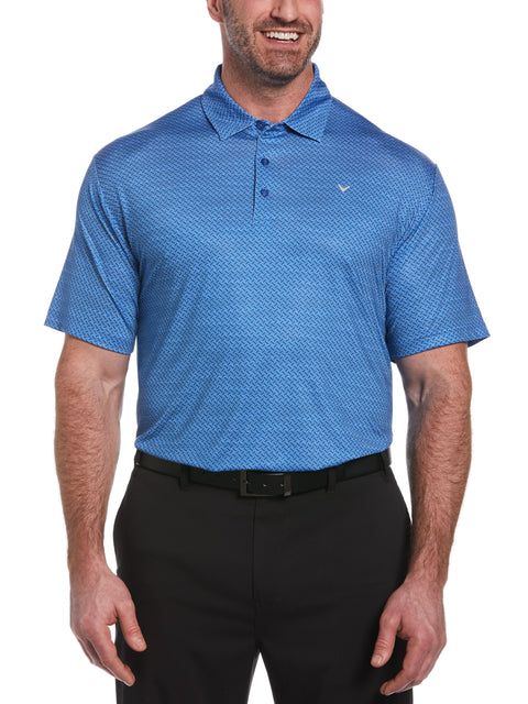 Big & Tall Herringbone Print Polo (Blue Tattoo) 