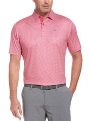 Big & Tall Printed Gingham Swing Tech Polo-Polos-Lilac Rose-1X-Callaway