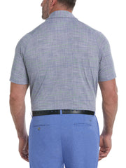 Big & Tall Sun-Worn Texture Print Plaid Golf Polo (Flint Stone) 