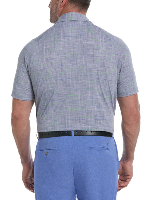 Big & Tall Sun-Worn Texture Print Plaid Golf Polo (Flint Stone) 