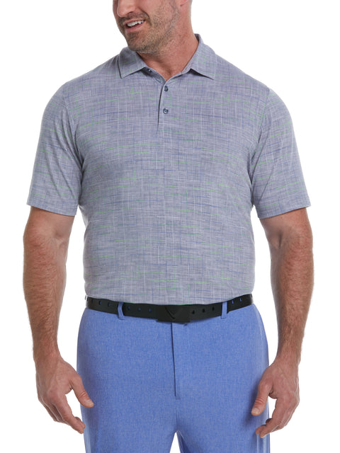 Big & Tall Sun-Worn Texture Print Plaid Golf Polo (Flint Stone) 