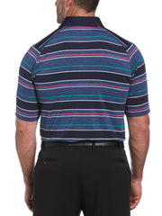 Big & Tall Swing Tech Marled Texture Stripe Golf Polo (Peacoat) 