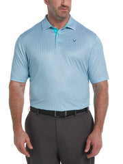 Big & Tall Swing Tech Tattersall Golf Polo Shirt (Blue Curacao) 