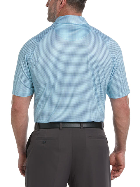 Big & Tall Swing Tech Tattersall Golf Polo Shirt (Blue Curacao) 