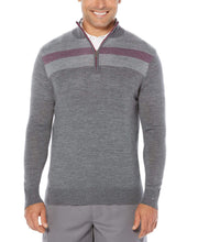 Big & Tall Therm 1/4-Zip Chest Stripe Jacquard Sweater Sweaters Granite Heather / 2X