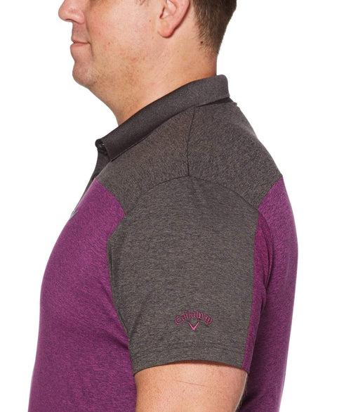 Big & Tall Ventilated Heathered Color Block Polo with Chevron Polos