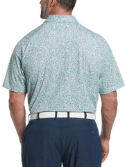 Big & Tall Ventilated Tropical Fruit Print Golf Polo (Bright White) 