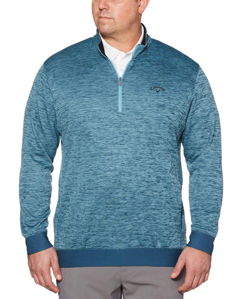 Big & Tall Water Repellent Dual Action 1/4 Zip Pullover Jackets Blue Coral Heather / 3X