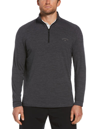 Lux Touch Printed 1/4 Zip Golf Pullover (Caviar Heather) 