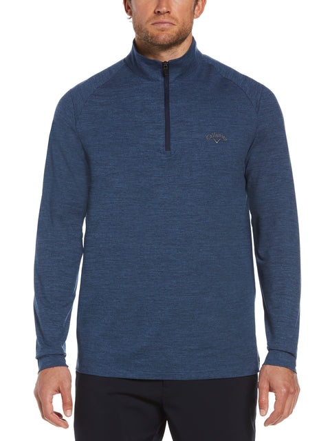 Lux Touch Printed 1/4 Zip Golf Pullover (Deep Navy Heather) 