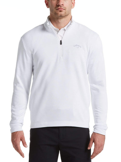 Mens 1/4 Zip Front Ottoman Pullover Jackets Bright White / L