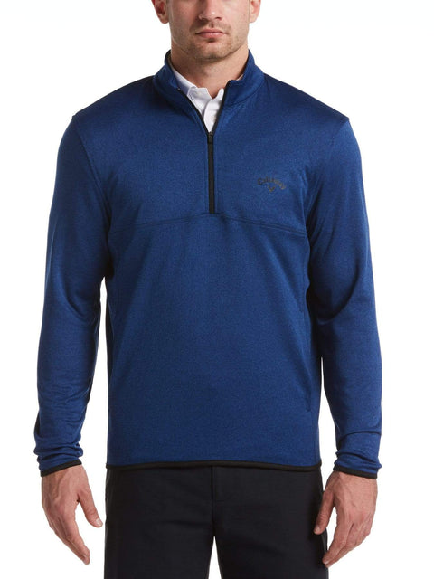 Mens 1/4 Zip Waffle Pullover Jackets Medieval Blue Heather / XXL